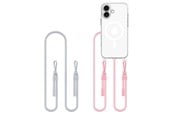 Mobil - Andre tilbehør - Tech-Protect Flexair Chain MagSafe Case for iPhone 16 - Clear + 2 Lanyards (Pink & Gray) - 5906302380206