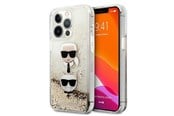 Mobil - Deksel og etui - Karl Lagerfeld Liquid Glitter Karl&Choupette Head Case for iPhone 13 Pro Max 6.7" - Gold - 3666339028961