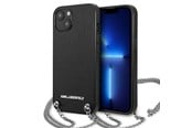 Mobil - Deksel og etui - Karl Lagerfeld Leather Textured and Chain Case for iPhone 13 / 14 / 15 6.1" - Black - 3666339049935