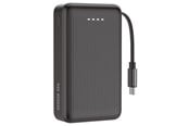 Nødlader - Deltaco PB-CC102 Powerbank | Retractable USB-C cable 90 cm + 1x USB-C Port | PD | Black - 10000 mAh - PB-CC102