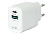 Mobil - Adaptere og ladere - Deltaco USB GaN Wall Charger PD 35W | 1x USB-A | 1x USB-C | PPS + Samsung SFC 25W | White - USBC-AC159