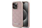 Mobil - Deksel og etui - Karl Lagerfeld Leather Monogram Metal Logo case for iPhone 15 Pro Max - pink - 3666339253936