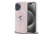 Mobil - Deksel og etui - Karl Lagerfeld Silicone Karl&Choupette Ring MagSafe Case for iPhone 15 Pro Max - Pink - 3666339254490