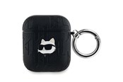 Mobil - Andre tilbehør - Karl Lagerfeld Monogram Choupette Head case for AirPods 1 / 2 - black - 3666339283599
