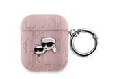 Mobil - Andre tilbehør - Karl Lagerfeld Monogram Karl & Choupette Head case for AirPods 1 / 2 - pink - 3666339283674