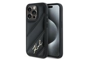 Mobil - Deksel og etui - Karl Lagerfeld Diagonal Quilted Script case for iPhone 15 Pro Max - black - 3666339252250