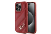 Mobil - Deksel og etui - Karl Lagerfeld Diagonal Quilted Script case for iPhone 15 Pro - red - 3666339252380