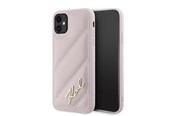 Mobil - Deksel og etui - Karl Lagerfeld Diagonal Quilted Script case for iPhone 11 / Xr - pink - 3666339252403