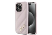Mobil - Deksel og etui - Karl Lagerfeld Diagonal Quilted Script case for iPhone 15 Pro - pink - 3666339252526
