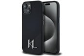 Mobil - Deksel og etui - Karl Lagerfeld Silicone Shadow Metal Initial MagSafe Case for iPhone 15 Black - 3666339252922