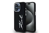 Mobil - Deksel og etui - Karl Lagerfeld Silicone Metal Script Logo iPhone 15 Pro Max Case - Black - 3666339253370