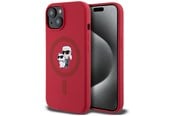 Mobil - Deksel og etui - Karl Lagerfeld Silicone Karl&Choupette Heads Ring MagSafe iPhone 15 Case - Red - 3666339254186