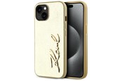 Mobil - Deksel og etui - Karl Lagerfeld Wrinkled Metal Signature iPhone 15 Case - Gold - 3666339255442