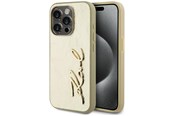 Mobil - Deksel og etui - Karl Lagerfeld Wrinkled Metal Signature iPhone 15 Pro Case - Gold - 3666339255466
