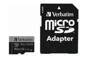 Minnekort - Verbatim Pro U3 microSD/SD - 100MB/s - 256GB - 47045