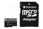 Minnekort - Verbatim Pro U3 microSD/SD - 100MB/s - 512GB - 47046