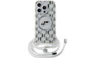 Mobil - Deksel og etui - Karl Lagerfeld IML Crossbody Monogram Karl & Choupette Head MagSafe Case for iPhone 15 Pro Max - Transparent - 3666339286873