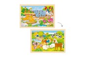 Puslespill - Goki Wooden Jigsaw Puzzle - Farm and Zoo - 24 pcs. Tre - 57302