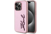 Mobil - Deksel og etui - Karl Lagerfeld Wrinkled Metal Signature iPhone 15 Pro Case - Pink - 3666339255602