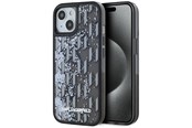 Mobil - Deksel og etui - Karl Lagerfeld Liquide Glitter Monogram Gradient iPhone 15 Case - Black - 3666339256142
