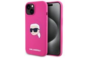 Mobil - Deksel og etui - Karl Lagerfeld KLHMP15SSKHPPLF iPhone 15 6.1" fuchsia/fuschia hardcase Silicone Karl Head Print MagSafe - 3666339256982