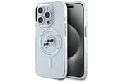 Mobil - Deksel og etui - Karl Lagerfeld IML Metal Karl&Choupette Head MagSafe Case for iPhone 15 Pro Max - White - 3666339284350