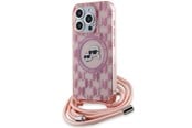 Mobil - Deksel og etui - Karl Lagerfeld IML Crossbody Monogram Karl & Choupette Head MagSafe case for iPhone 15 Pro - pink - 3666339286583