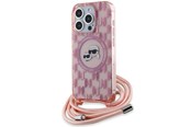 Mobil - Deksel og etui - Karl Lagerfeld IML Crossbody Monogram Karl & Choupette Head MagSafe Case for iPhone 15 Pro Max - Pink - 3666339286590