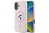 Mobil - Deksel og etui - Karl Lagerfeld Silicone Karl&Choupette Heads Ring MagSafe Case for iPhone 16 Plus - Pink - 3666339318772