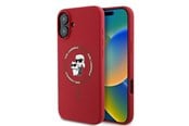 Mobil - Deksel og etui - Karl Lagerfeld Silicone Karl&Choupette Heads Ring MagSafe Case for iPhone 16 Plus - Red - 3666339318697