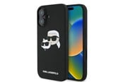 Mobil - Deksel og etui - Karl Lagerfeld Silicone Case Nauble Heads Print MagSafe for iPhone 16 Plus - Black - 3666339319533