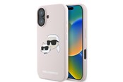Mobil - Deksel og etui - Karl Lagerfeld Silicone Nauble Heads Print MagSafe Case for iPhone 16 Plus - Pink - 3666339319571