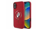 Mobil - Deksel og etui - Karl Lagerfeld Silicone Karl&Choupette Heads Ring MagSafe iPhone 16 Case - Red - 3666339318680