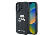 Mobil - Deksel og etui - Karl Lagerfeld Monogram Karl & Choupette Head Pin iPhone 16 Case - Black - 3666339329365