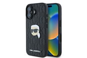 Mobil - Deksel og etui - Karl Lagerfeld Monogram Karl Head Pin iPhone 16 Case - Black - 3666339329549