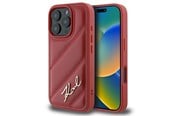 Mobil - Deksel og etui - Karl Lagerfeld Quilted Signature iPhone 16 Pro Case - Red - 3666339317782