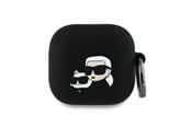 Mobil - Andre tilbehør - Karl Lagerfeld Silicone Karl&Chaupette Head 3D Case for AirPods 4 - Black - 3666339398095