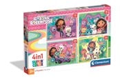 Puslespill - Clementoni Puslespil 4-i-1 Gabby's Dollhouse Gulv - 21752