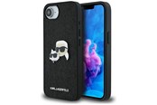 Mobil - Deksel og etui - Karl Lagerfeld Fixed Glitter Karl&Choupette Heads Metal Pin iPhone 16e Case - Black - 3666339453664