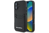 Mobil - Deksel og etui - Karl Lagerfeld HC Grained PU Cardslot Metal Elong iPhone 16 Case - Black - 3666339355401