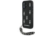 Mobil - Deksel og etui - Karl Lagerfeld Saffiano Crystals w/Chain iPhone 16 Case - Black - 3666339357726