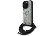 Mobil - Deksel og etui - Karl Lagerfeld Crossbody Grained Pattern & Logo Case for iPhone 16 Pro - Gray - 3666339468187