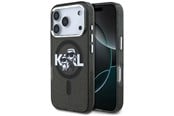 Mobil - Deksel og etui - Karl Lagerfeld IML Glitter Karl & Choupette Sketch Logo MagSafe Case for iPhone 17 Pro - Black - 3666339504496