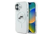 Mobil - Deksel og etui - Karl Lagerfeld IML Metal Karl&Choupette Head MagSafe Case for iPhone 16 - White - 3666339318123