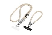 Mobil - Andre tilbehør - Tech-Protect C10S Crossbody Phone Lanyard (114 cm) + Wrist Lanyard (31 cm) - Beige-Titanium - 5906302324361