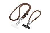 Mobil - Andre tilbehør - Tech-Protect C10S Crossbody Phone Lanyard (114 cm) + Wrist Lanyard (31 cm) - Brown-Titanium - 5906302324378