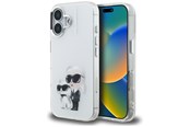 Mobil - Deksel og etui - Karl Lagerfeld IML Aquarelle Karl & Choupette & Logo iPhone 16 Case - White - 3666339464929
