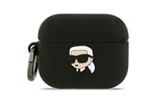 Mobil - Deksel og etui - Karl Lagerfeld Silicone Karl Head 3D Case for AirPods Pro 3 - Black - 3666339574666