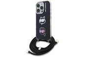 Mobil - Deksel og etui - Karl Lagerfeld IML Crossbody Karl&Choupette Head Case for iPhone 16 Pro Max - Black - 3666339461898