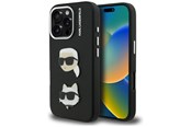 Mobil - Deksel og etui - Karl Lagerfeld FW Grained Karl & Choupette Heads Pins Case for iPhone 16 Pro - Black - 3666339455224